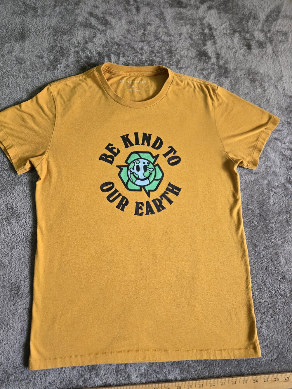 Aeropostale Mustard Yellow 'Be Kind To Our Earth' Graphic Tee